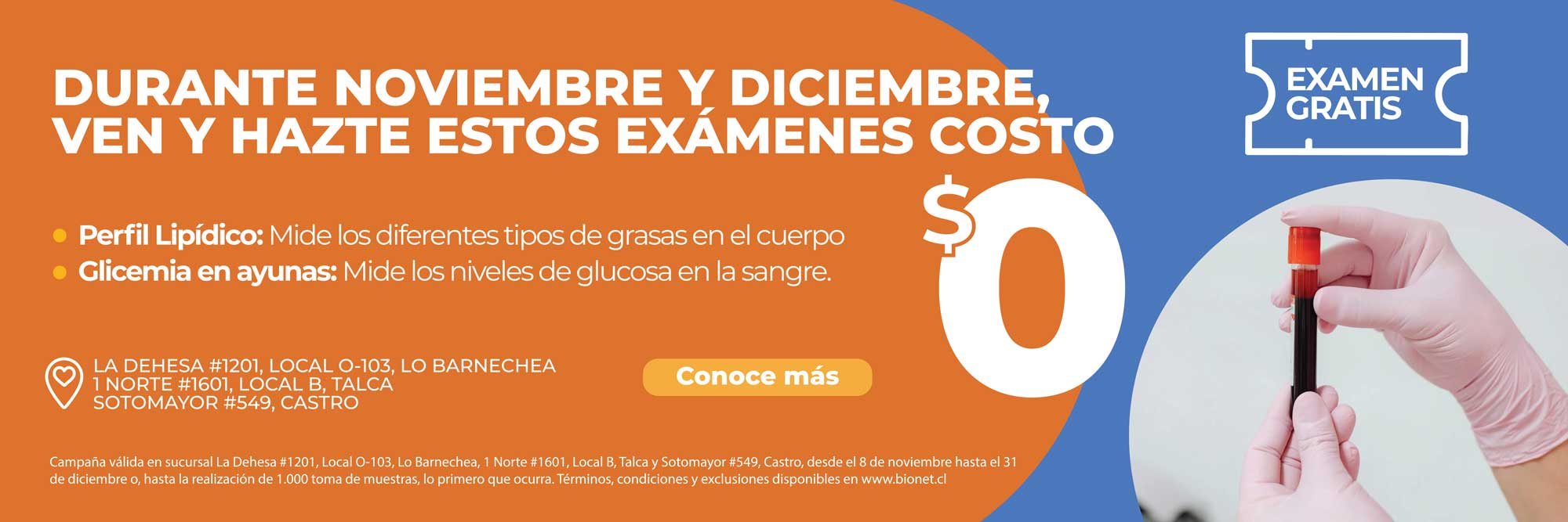 Banner exámenes gratis 3 sucursales